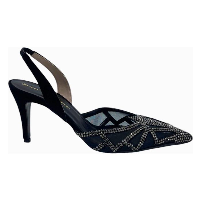 ARTISTI ROMANI ΜΑΥΡΟ SLINGBACK ΜΕ STRASS ΚΑΙ ΔΙΑΦΑΝΕΙΕΣ
