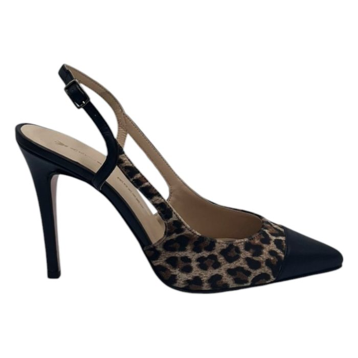 ARTISTI ROMANI SLINGBACK LEOPARD ΔΕΡΜΑΤΙΝΗ ΓΟΒΑ ΜΕ ΨΗΛΟ ΤΑΚΟΥΝΙ